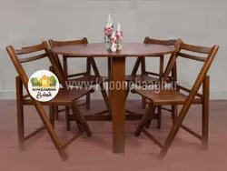 میز و صندلی چوبی تاشو دایره 4 نفره