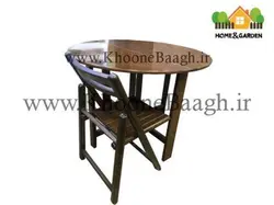 میز و صندلی چوبی تاشو دایره 4 نفره