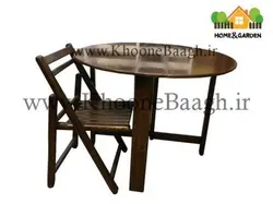 میز و صندلی چوبی تاشو دایره 4 نفره