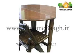 میز و صندلی چوبی تاشو دایره 4 نفره