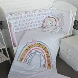 سرویس روتختی نوزاد 7 تکه طرح رنگین کمان مدرن - فروشگاه اینترنتی کودک امروز
