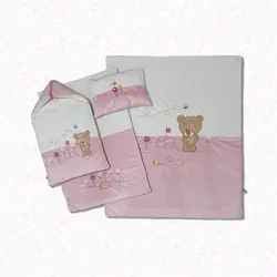 ست کامل اتاق خواب نوزاد طرح خرس و زنبور گلدوزی