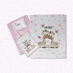 سرویس روتختی نوزاد هفت تکه طرح دو زرافه - فروشگاه اینترنتی کودک امروز