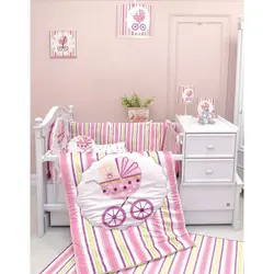 سرویس روتختی نوزاد هفت تکه طرح کالسکه - فروشگاه اینترنتی کودک امروز