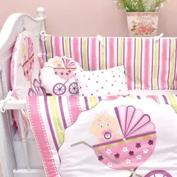 سرویس روتختی نوزاد هفت تکه طرح کالسکه - فروشگاه اینترنتی کودک امروز