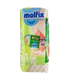 پوشک بچه سایز 1 (5-2 کیلوگرم) 40 عددی + هدیه دستمال مرطوب مولفیکس6266061105588