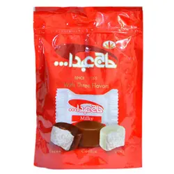 پشمک لقمه ای وانیلی و پودر قهوه فوری با روکش شیری و کاکائویی حاج عبدالله مقدار ۳۵۰ گرم  ۶۲۶۰۲۹۰۰۰۱۳۶۹