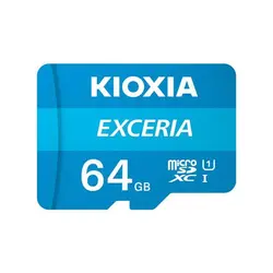 کارت حافظه‌ microSD کیوکسیا مدل KIOXIA 64GB کلاس 10 استاندارد UHS-I U1 سرعت 100 MBps ظرفیت 64 گیگابایت به همراه آداپتور SD