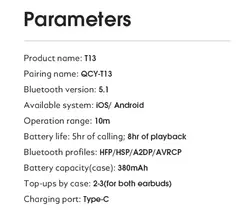 هدفون بلوتوثی QCY T13 (کیو سی وای مدل T13)