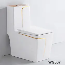 توالت فرنگی لوکس سفید طلایی مدل WG007