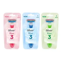 خودتراش چندبار مصرف سیلور SILVER مدل Rose3 رنگ صورتی، آبی و سبز