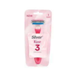 خودتراش چندبار مصرف سیلور SILVER مدل Rose3 رنگ صورتی، آبی و سبز