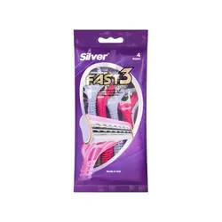 خودتراش چندبار مصرف سیلور SILVER مدل Fast3 بسته 4 عددی