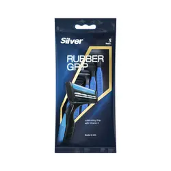 خودتراش چندبار مصرف سیلور SILVER مدل Rubber Grip آبی و صورتی بسته 5 عددی