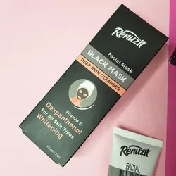 ماسک زغال رینوزیت RENUZIT مدل بلک ماسک black mask دیپ اسکین کلینر حجم 75 میلی لیتر
