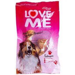 تشویقی سگ لاو می سینه مرغ مدل دمبلی - Love Me real chicken breast