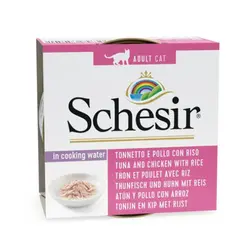 کنسرو گربه ماهی تن و مرغ در آب گوشت شسیر – Schesir Tuna Chicken