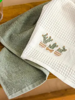 ست حوله آشپزخانه السی هوم طرح کاکتوس بسته 2 عددی