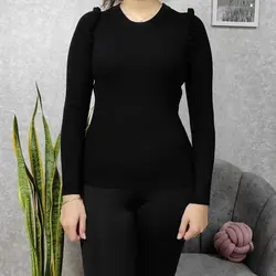 بلوز بافت کبریتی زنانه مدل آستین چین دار