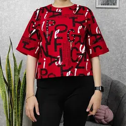 تیشرت کراپ زنانه طرح حروف