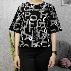 تیشرت کراپ زنانه طرح حروف