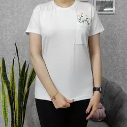 تیشرت جیب گلدوزی زنانه
