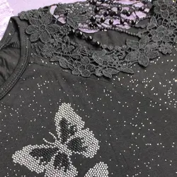تیشرت سرشانه گیپور زنانه