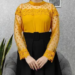 شومیز حریر آستین خالدار زنانه