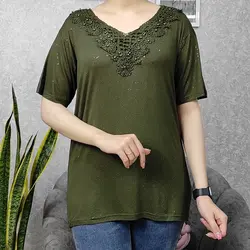 تیشرت یقه گیپور زنانه