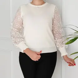 بلوز آستین تور زنانه طرح گل