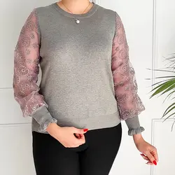 بلوز آستین تور زنانه طرح گل