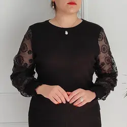 بلوز آستین تور زنانه طرح گل