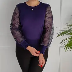 بلوز آستین تور زنانه طرح گل