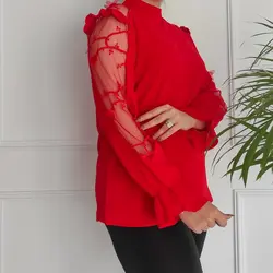 شومیز زنانه مدل آستین تور
