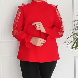 شومیز زنانه مدل آستین تور