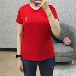 تیشرت یقه هفت زنانه طرح گلدوزی