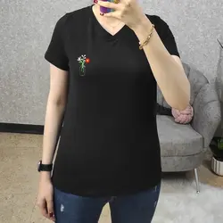تیشرت یقه هفت زنانه طرح گلدوزی