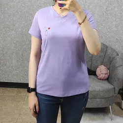 تیشرت یقه هفت زنانه طرح گلدوزی
