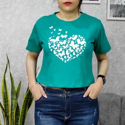 کراپ زنانه طرح پروانه