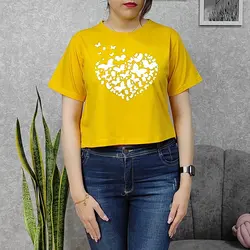 کراپ زنانه طرح پروانه