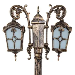 چراغ حیاطی پارکی دوشاخه پلاستیکی کلبه لوزی