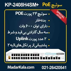 سوئیچ POE شبکه KDT مدل KP-2408H4SM+ | مدار کالا