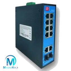 سوئیچ صنعتی 8 پورت POE دارای چهار پورت آپلینگ 2 اترنت و 2فیبر نت لن مدل FI-822-PGS | مدار کالا