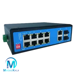 سوئیچ صنعتی 8 پورت POE دارای چهار پورت آپلینگ 2 اترنت و 2فیبر نت لن مدل FI-822-PGS | مدار کالا