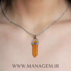 گردنبند منشور سنگ عقیق زرد