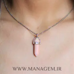 گردنبند منشور سنگ اوپال صورتی