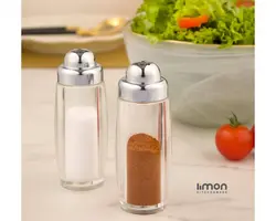 نمک پاش ساده دو عددی درب کروم لیمون