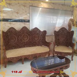 مبل سلطنتی کد 118 ست مبل 9 نفره کاملا منبت دست