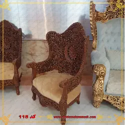 مبل سلطنتی کد 118 ست مبل 9 نفره کاملا منبت دست