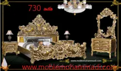 سرویس خواب کد 730چوب راش شامل تخت-قاب آینه-پاتختی-میزآرایش